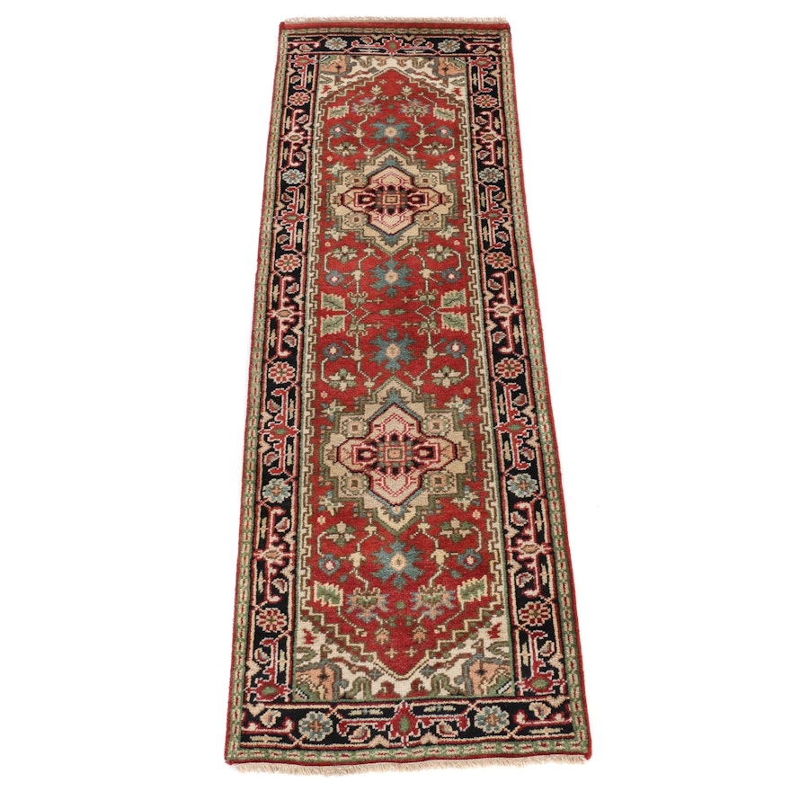 2'7 x 10' Hand-Knotted Indo-Persian Heriz Serapi Carpet Runner