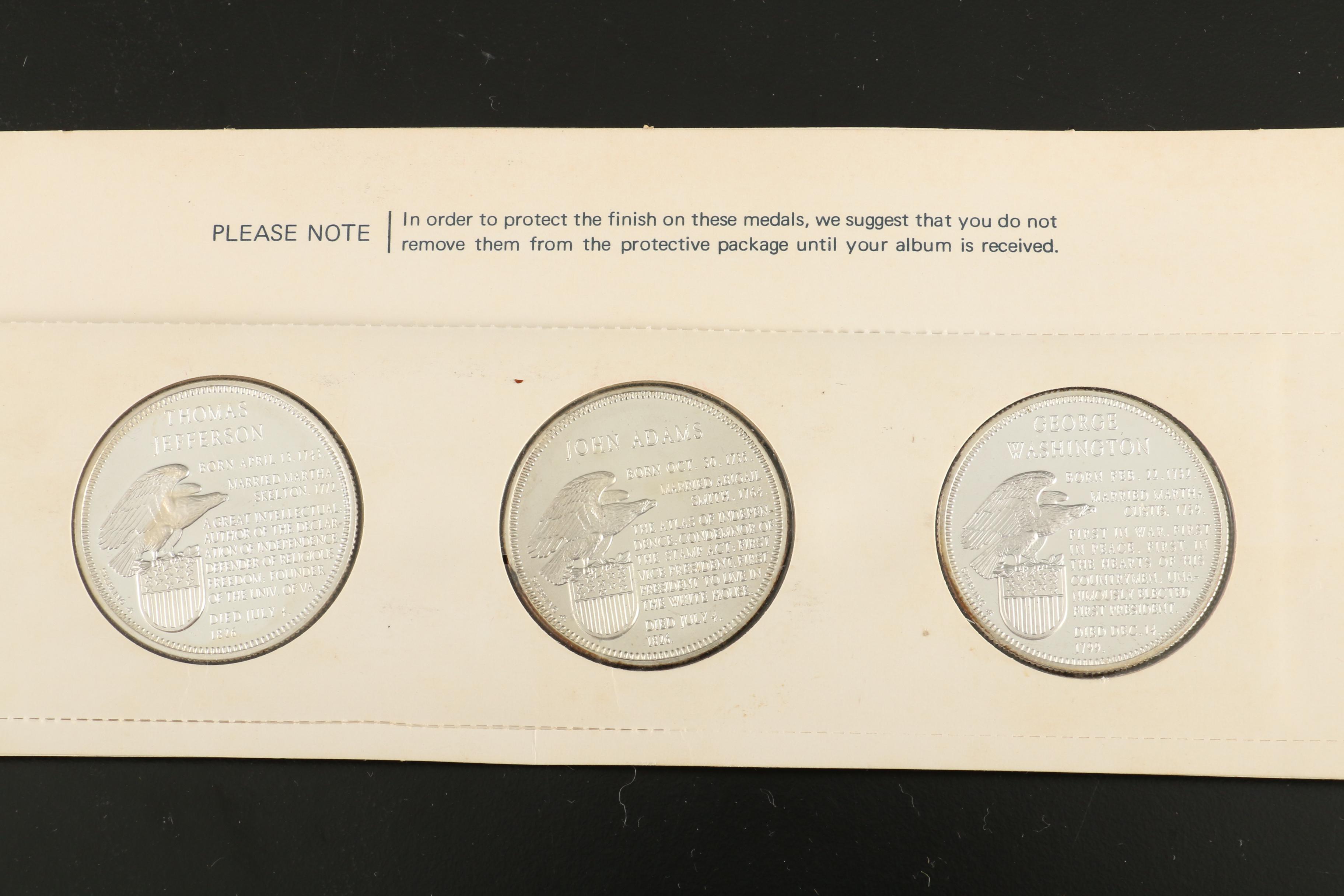 The Franklin Mint Sterling Silver Presidential Commemorative Medals