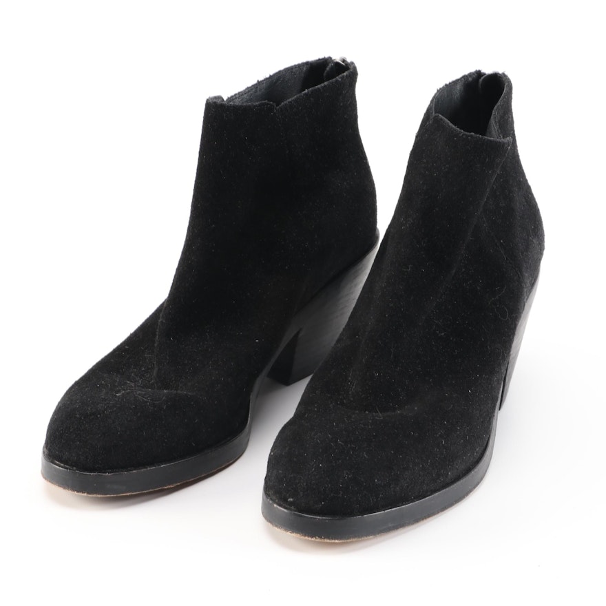 Eileen Fisher Black Suede Block Heel Ankle Boots
