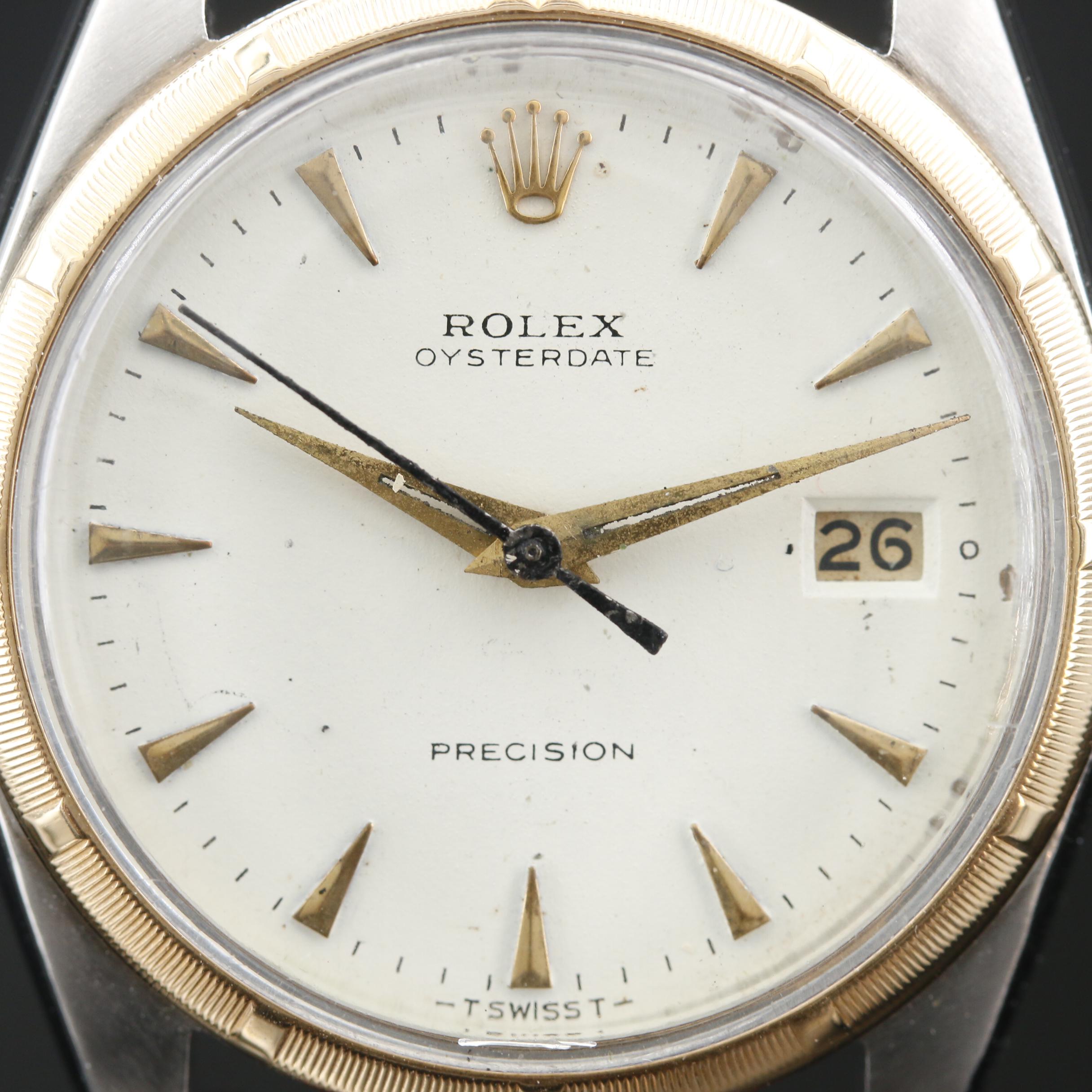 1964 Rolex "Oysterdate" 14K and Stainless Steel Stem Wind Watch