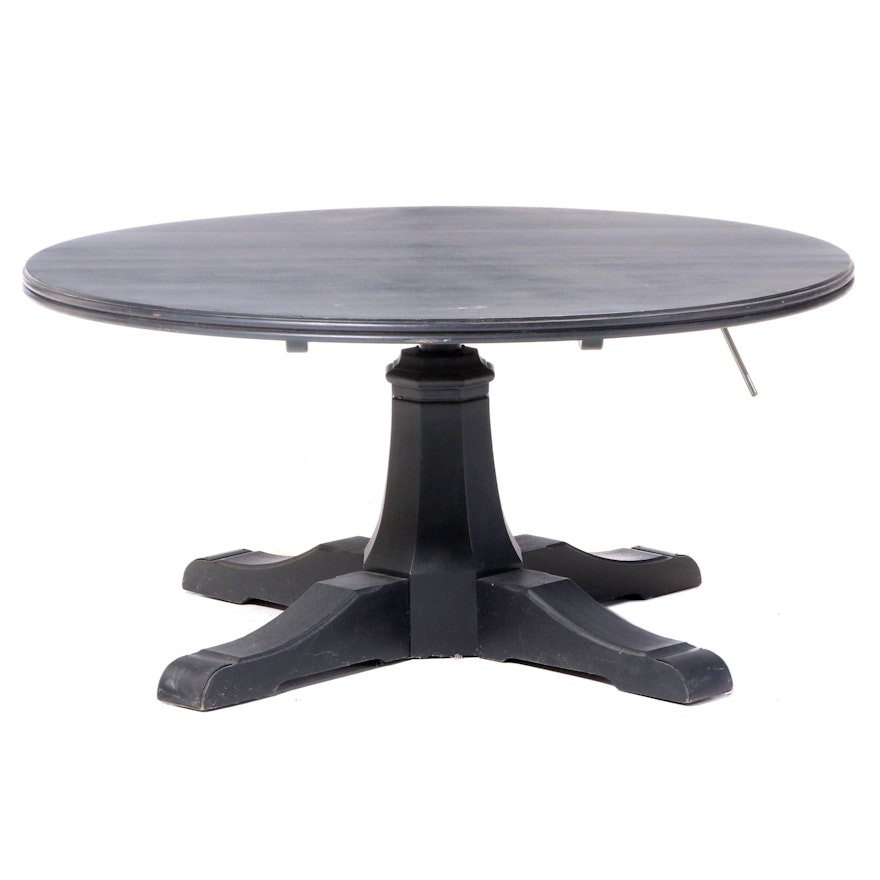 Ebonized Pedestal Table with Adjustable-Height Top