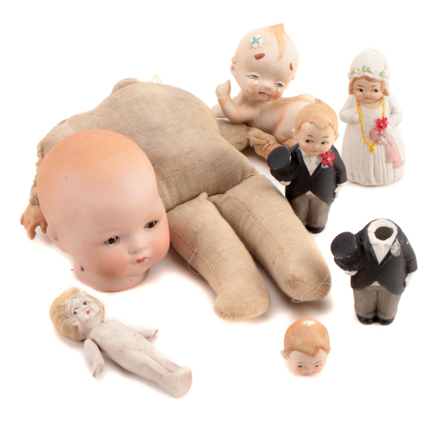 Armand Marseille "Dream Baby 341" and Other Bisque Figurines, Early 20th Century