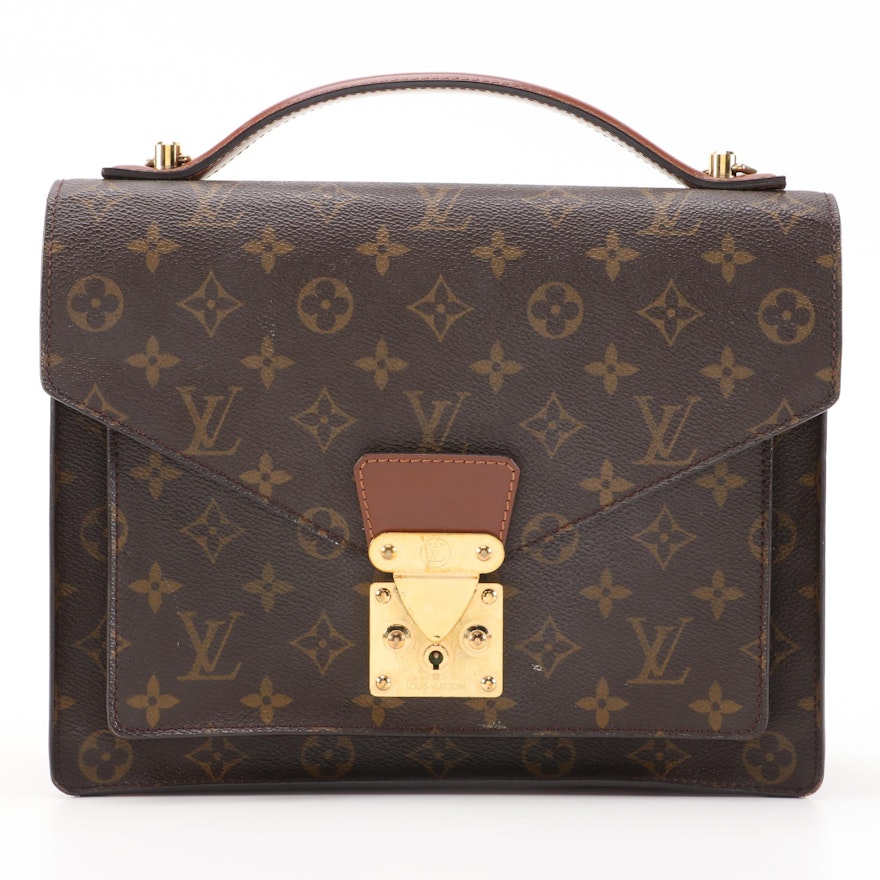 Louis Vuitton Monceau 28 Satchel in Monogram Canvas and Smooth Leather with Box