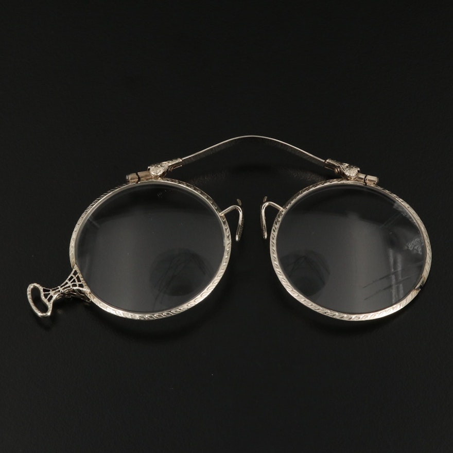 Vintage 14K Glass Lorgnette Glasses