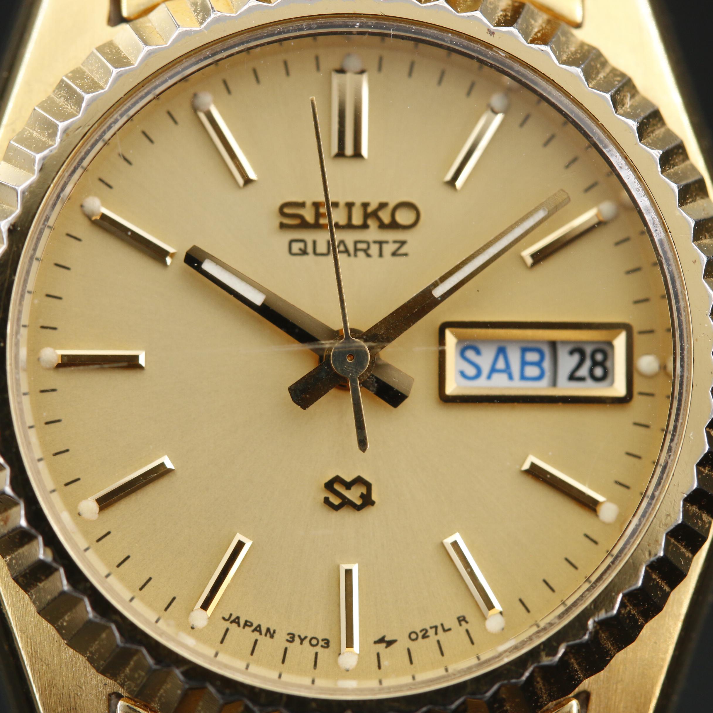 1989 Seiko "SQ Day-Date" Gold Tone Quartz Watch