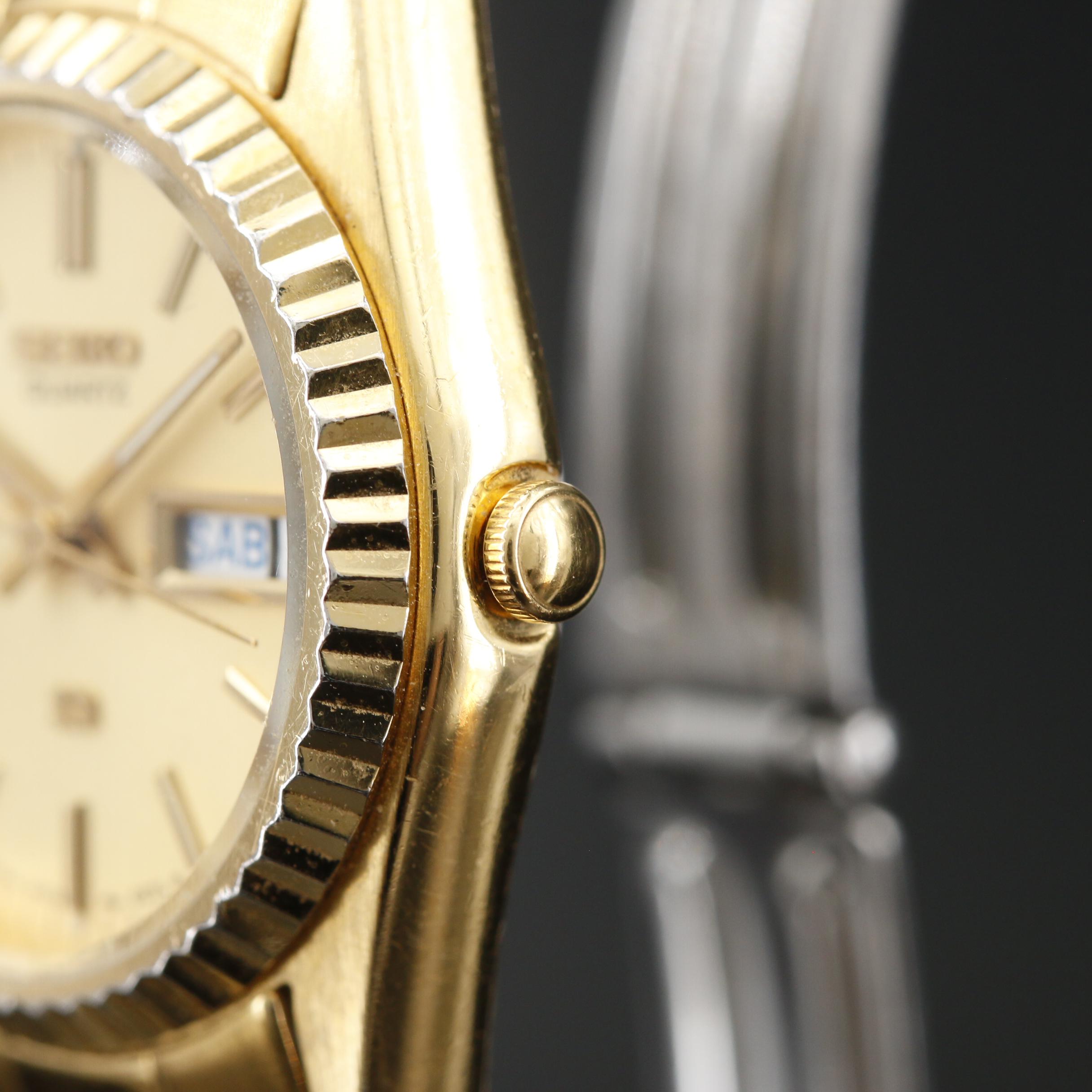 1989 Seiko "SQ Day-Date" Gold Tone Quartz Watch