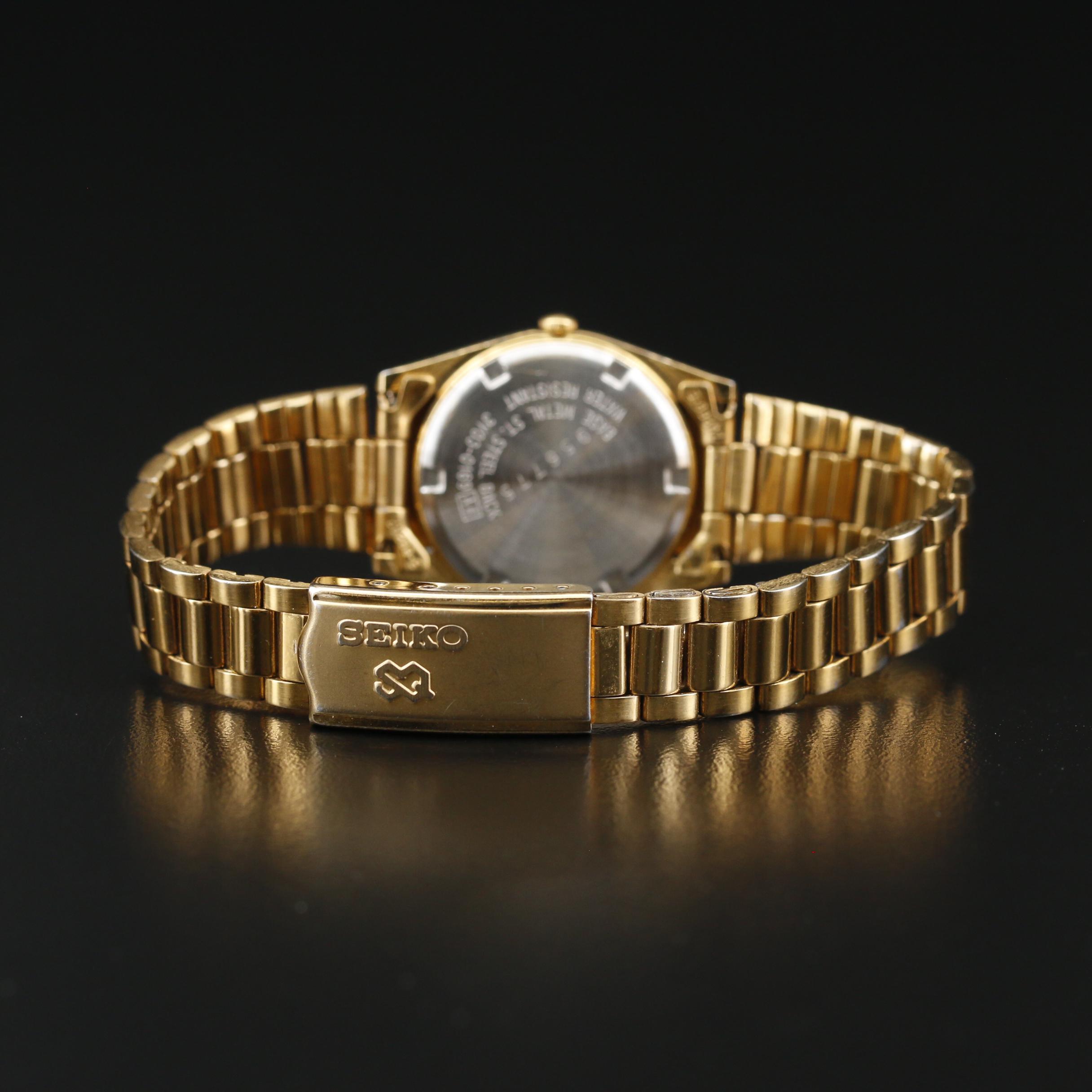 1989 Seiko "SQ Day-Date" Gold Tone Quartz Watch