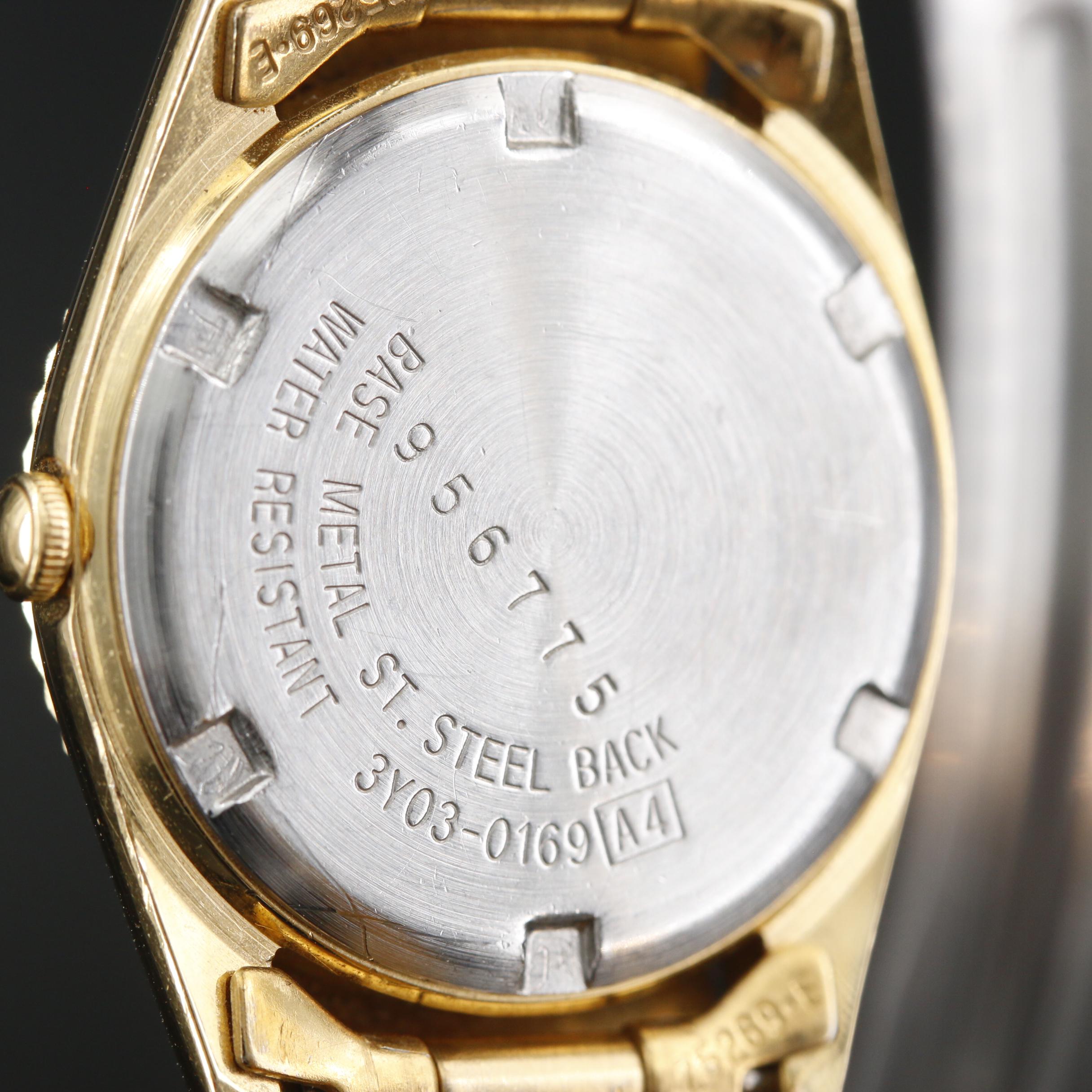 1989 Seiko "SQ Day-Date" Gold Tone Quartz Watch