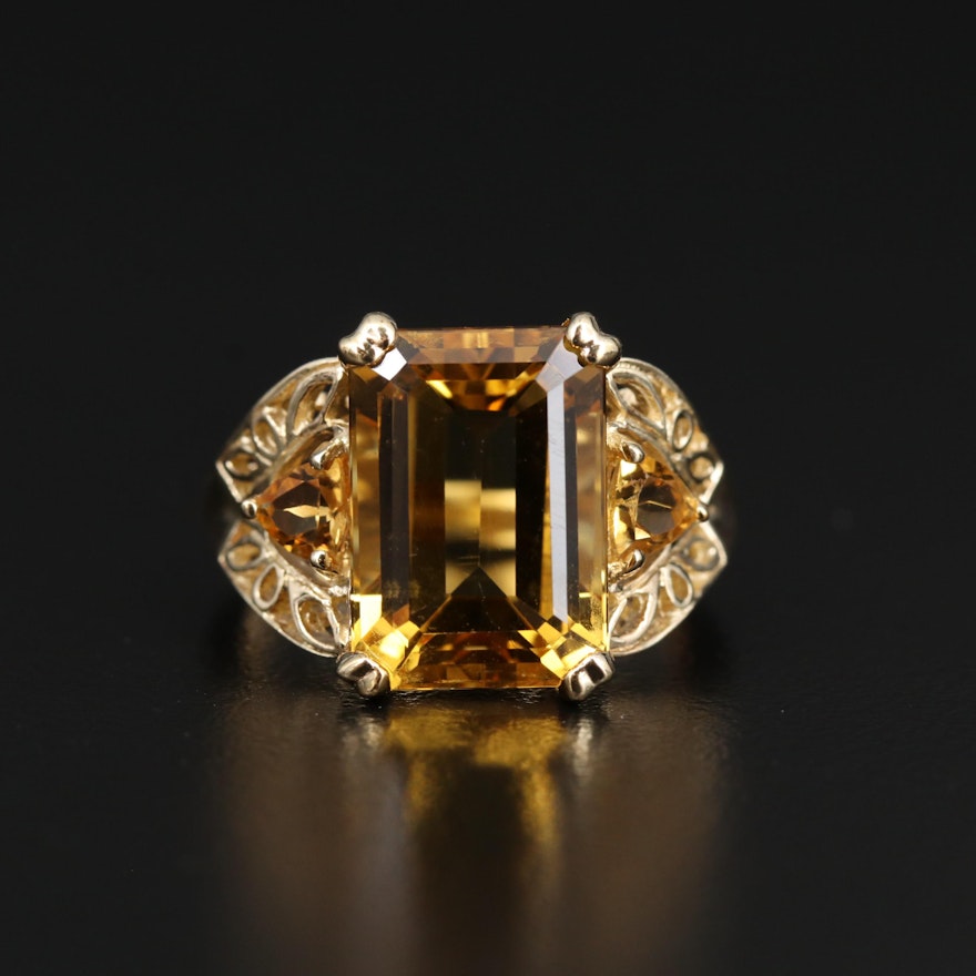 10K Citrine Openwork Detail Ring