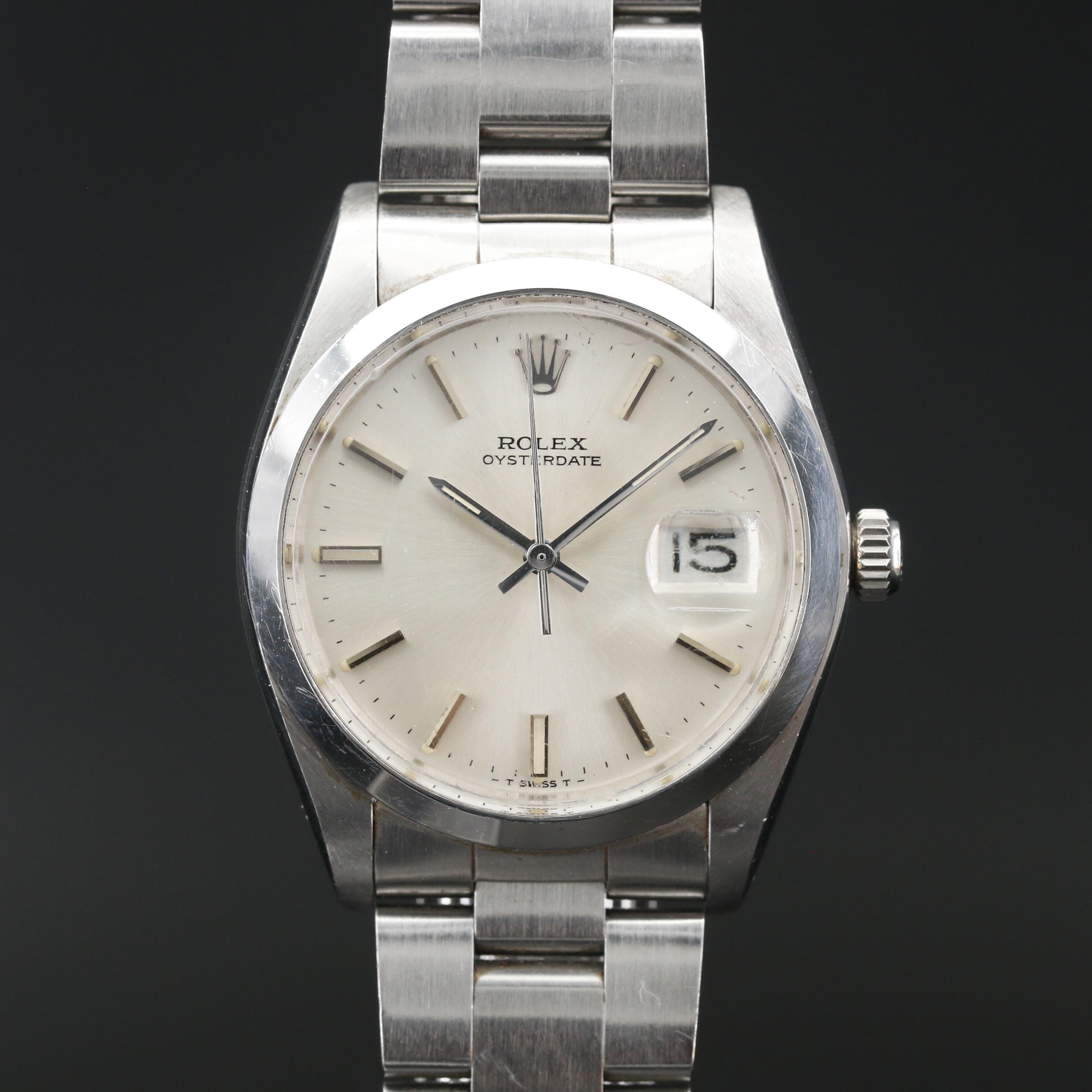 Vintage Rolex Oysterdate Stainless Steel Stem Wind Watch