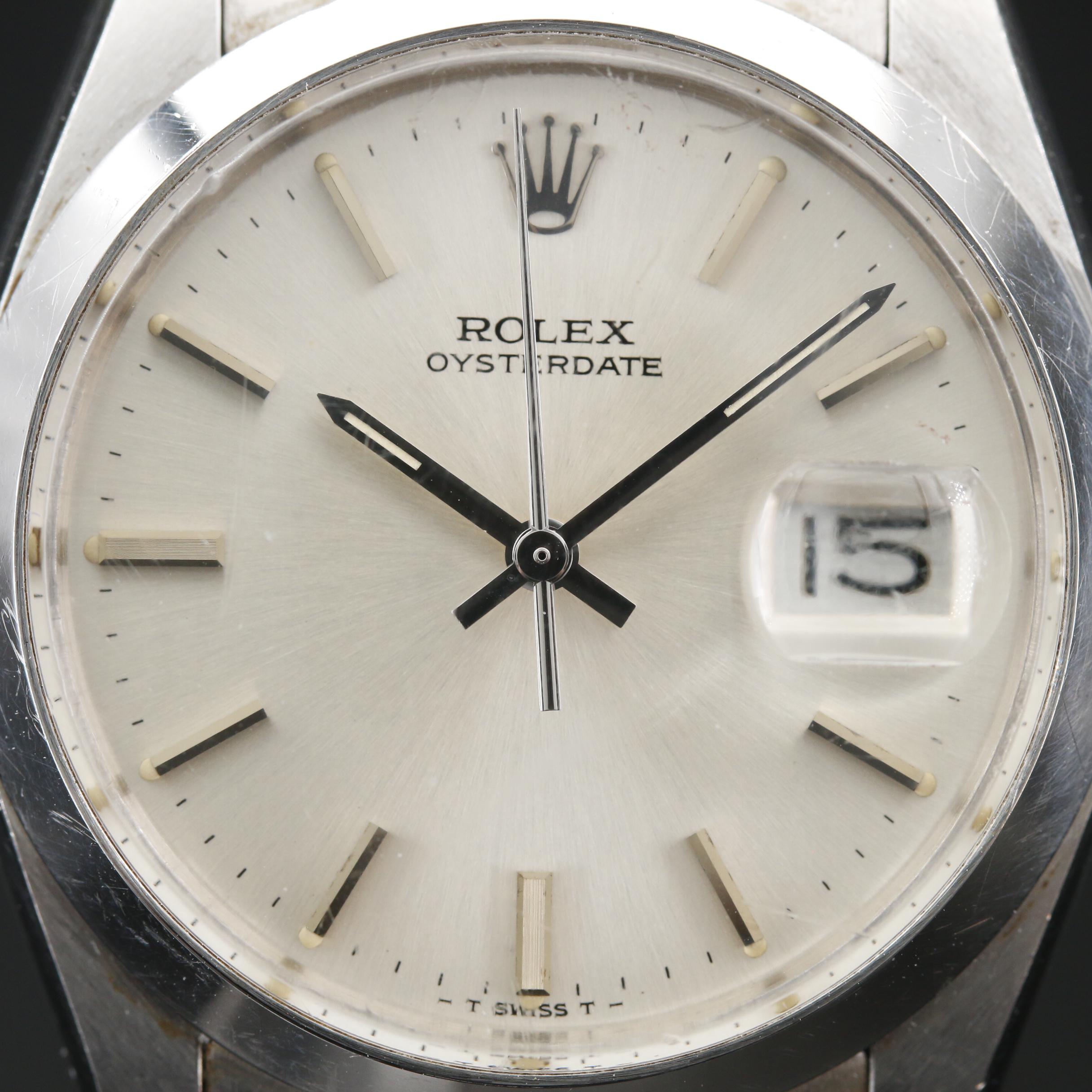 Vintage Rolex Oysterdate Stainless Steel Stem Wind Watch