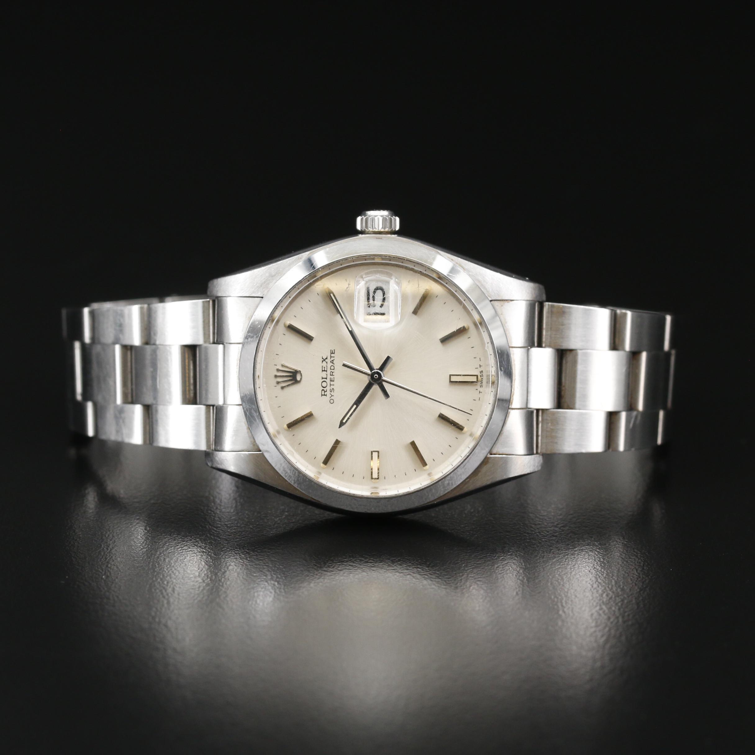 Vintage Rolex Oysterdate Stainless Steel Stem Wind Watch