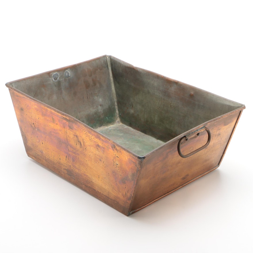 Copper Rectangular Planter with Handles