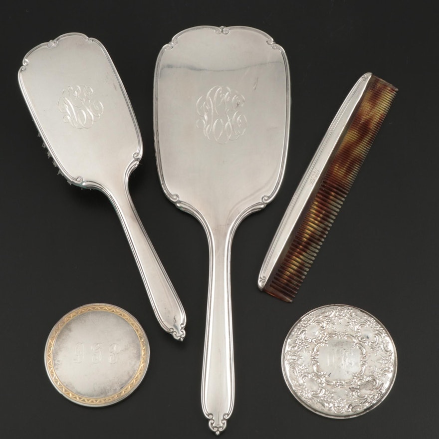 American Sterling Silver Pocket Mirrors and Vanity Set