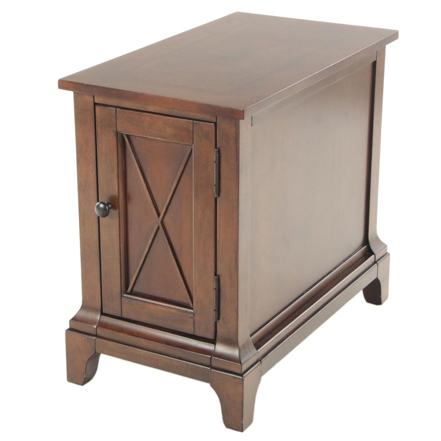 Contemporary Walnut Finish Cabinet Side Table