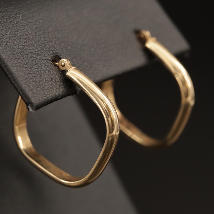 14K Squared Edge Hoop Earrings