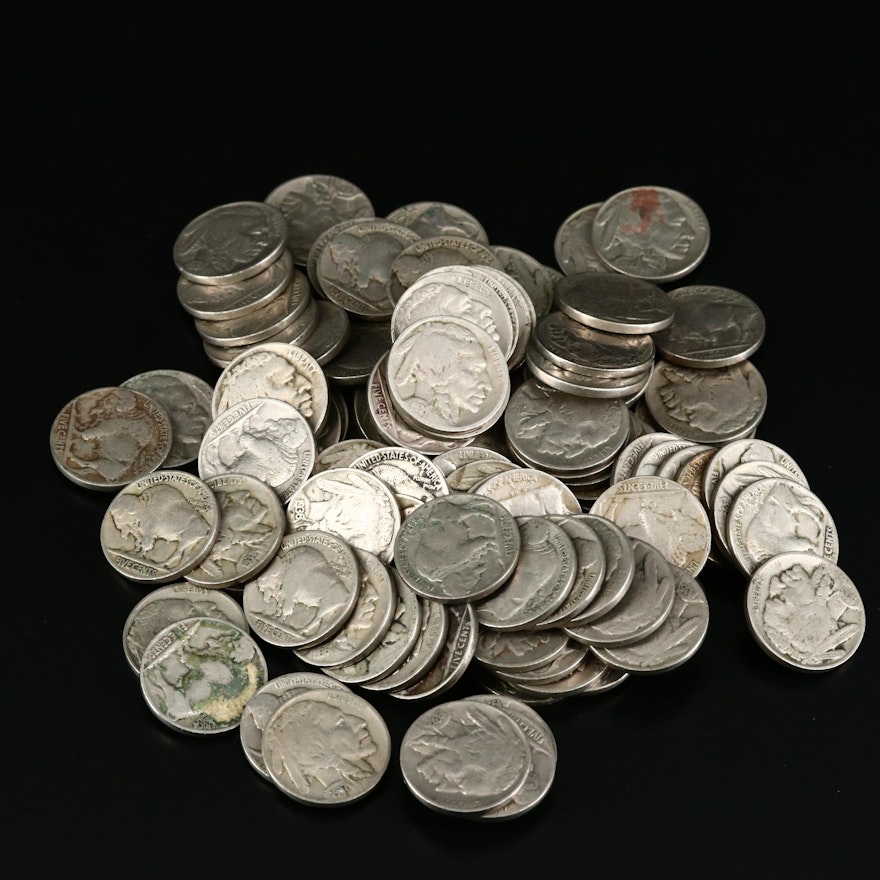 One Hundred Assorted Readable Date Buffalo Nickels