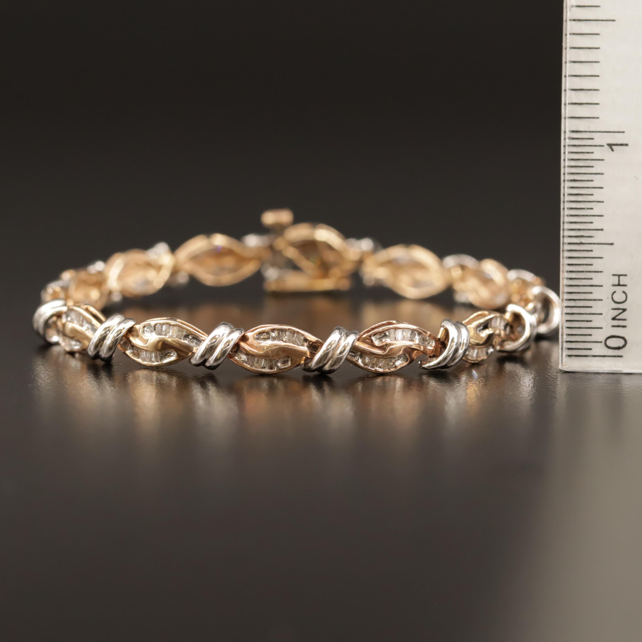 10K Two-Tone Diamond Link Bracelet