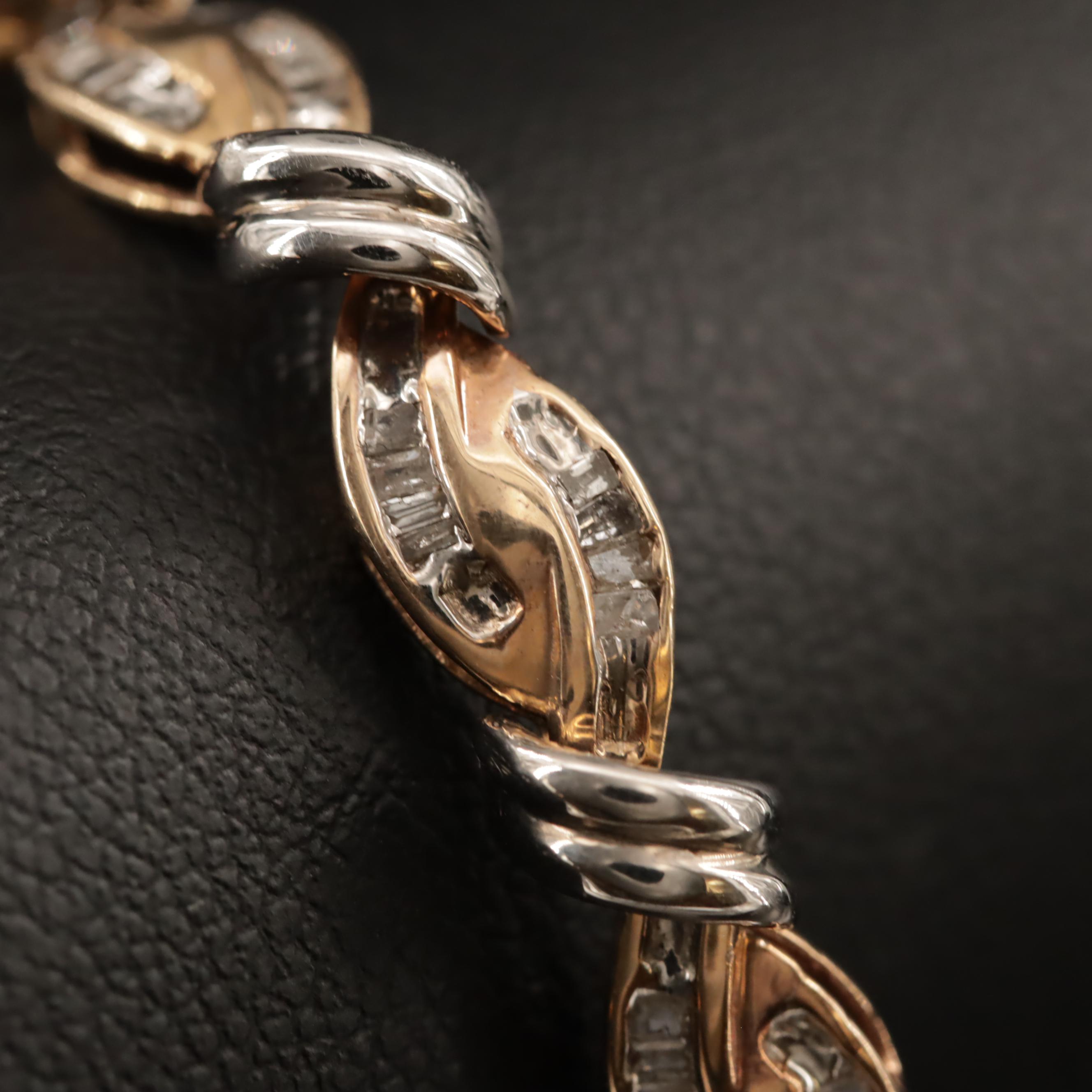 10K Two-Tone Diamond Link Bracelet