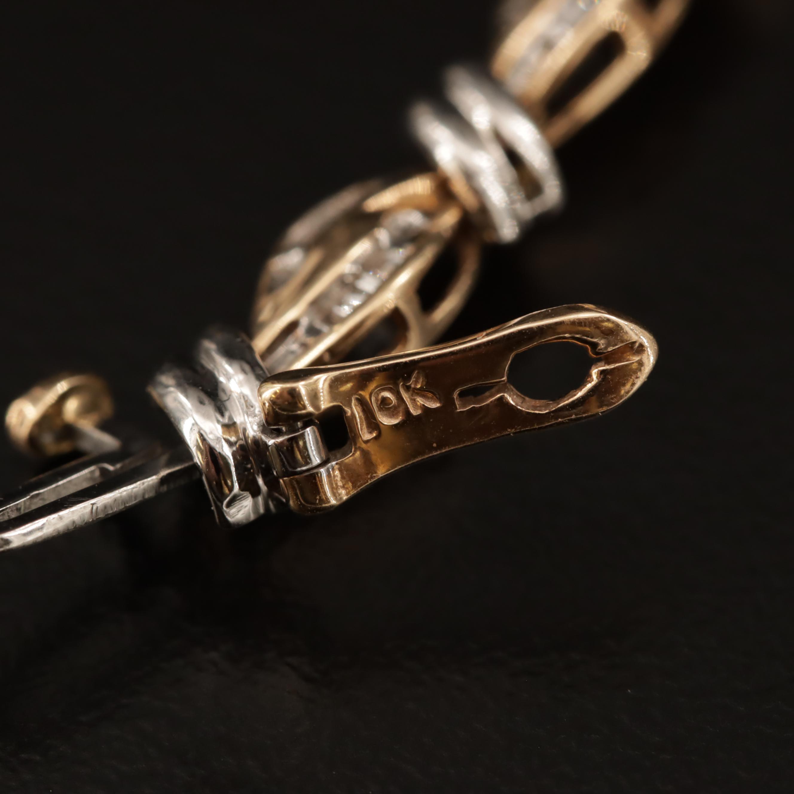 10K Two-Tone Diamond Link Bracelet