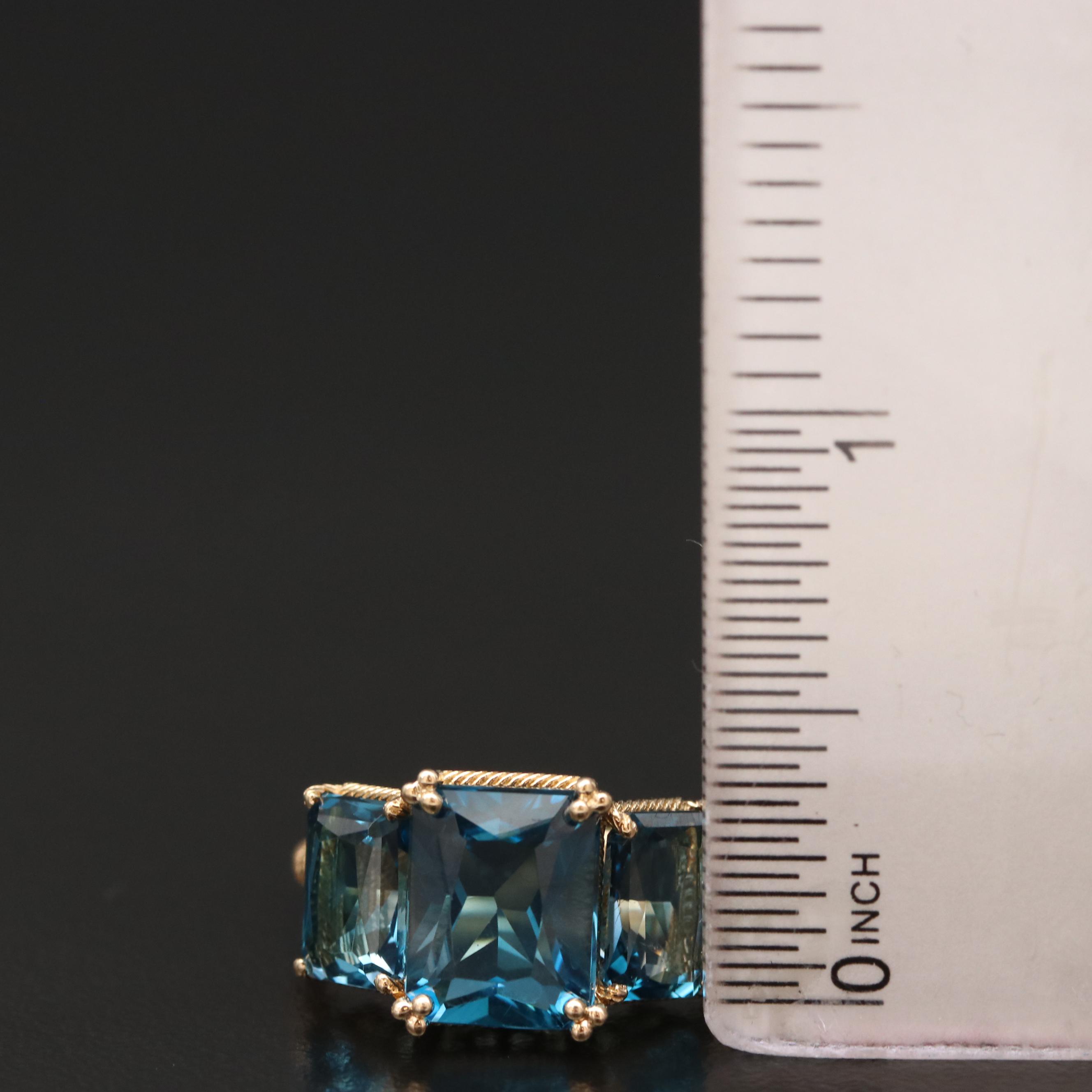 Judith Ripka 14K Topaz Ring with Twisted Rope Detailing