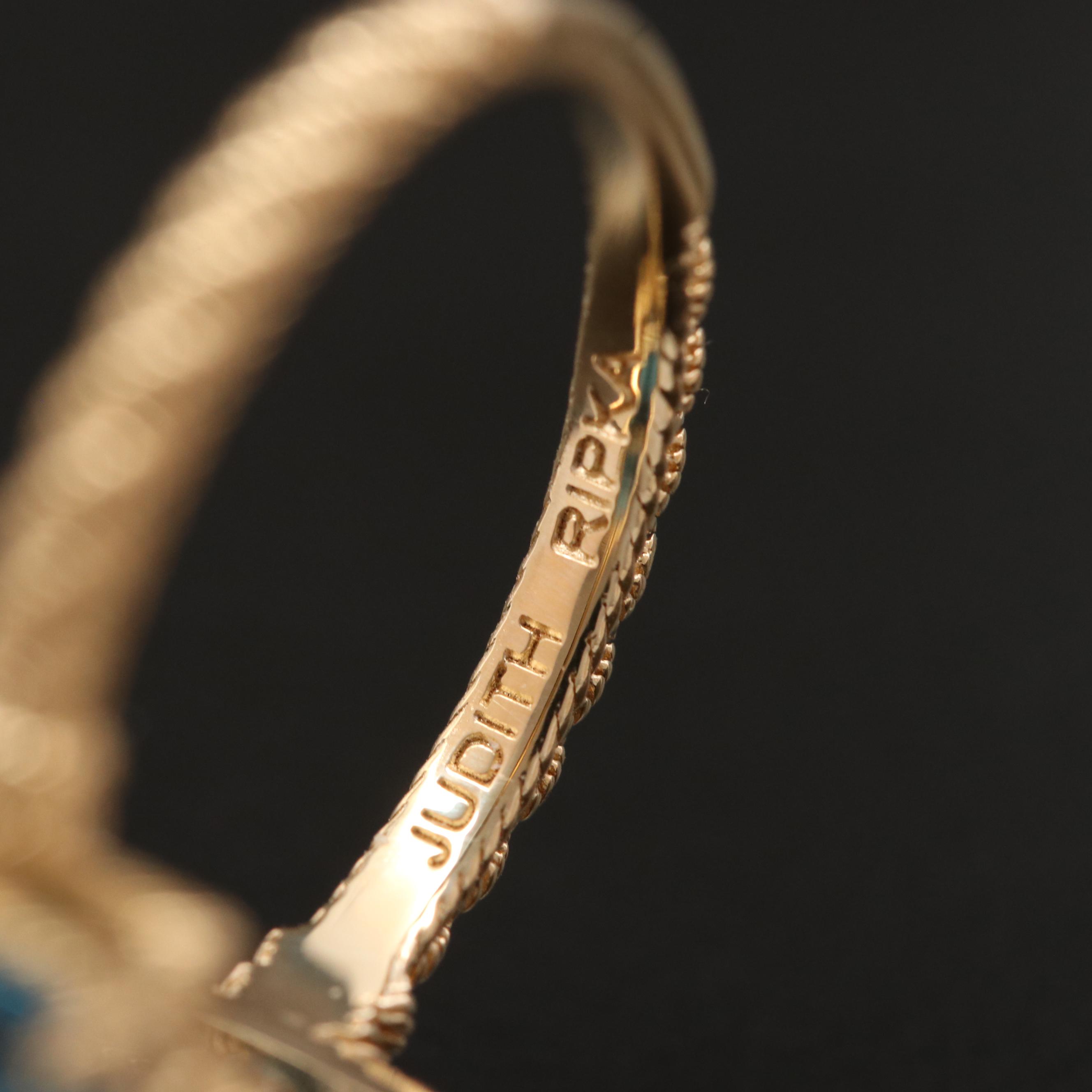 Judith Ripka 14K Topaz Ring with Twisted Rope Detailing