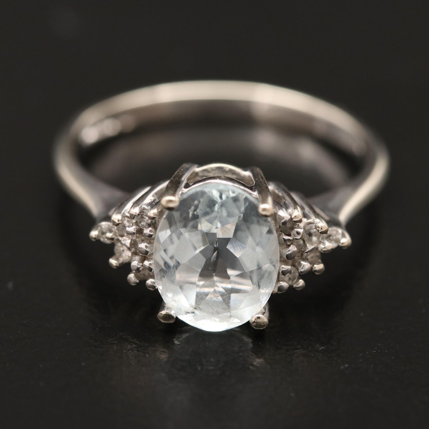 10K Aquamarine and Diamond Ring