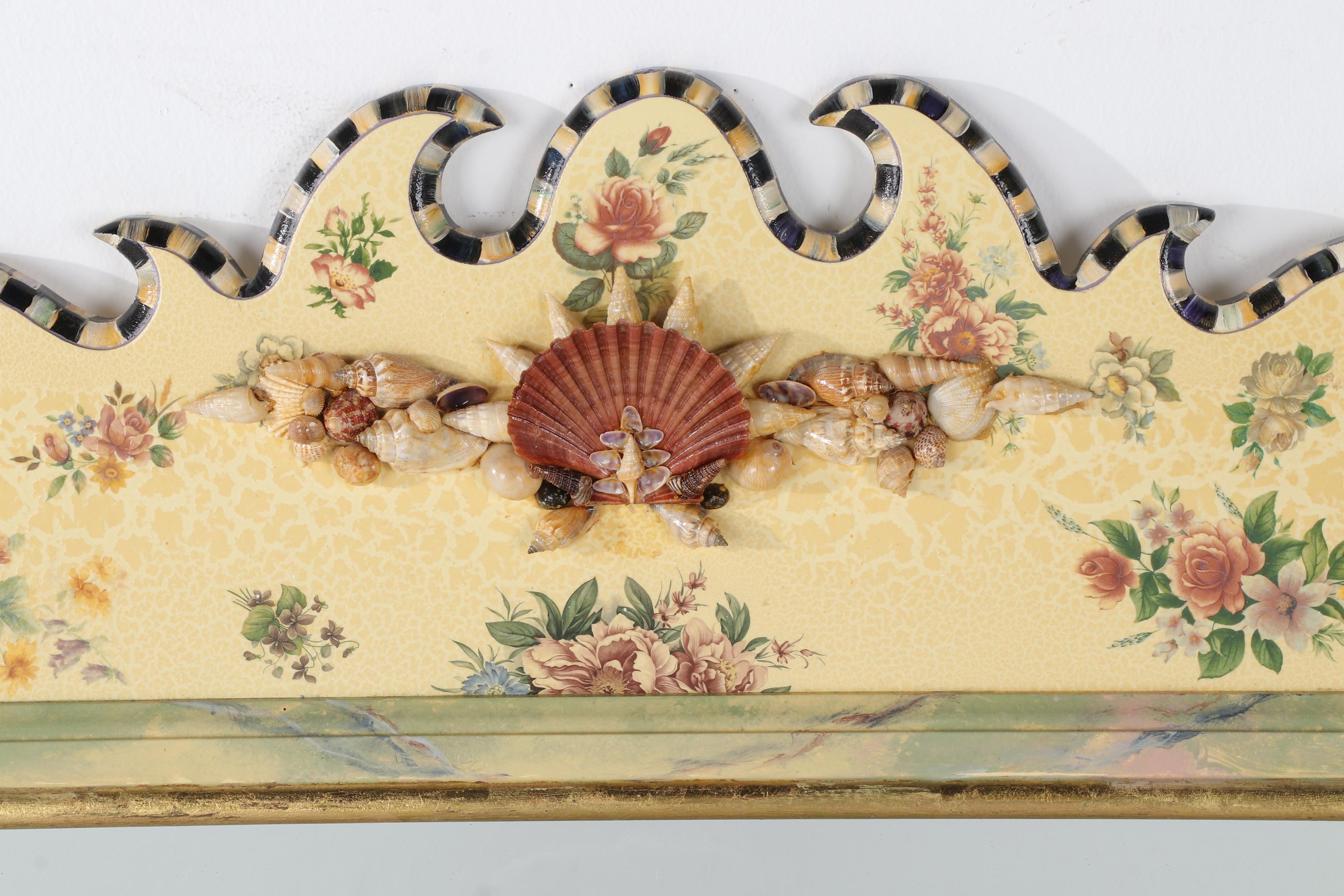 MacKenzie-Childs "Belvedere" Parcel-Gilt and Shell-Mounted Wall Mirror