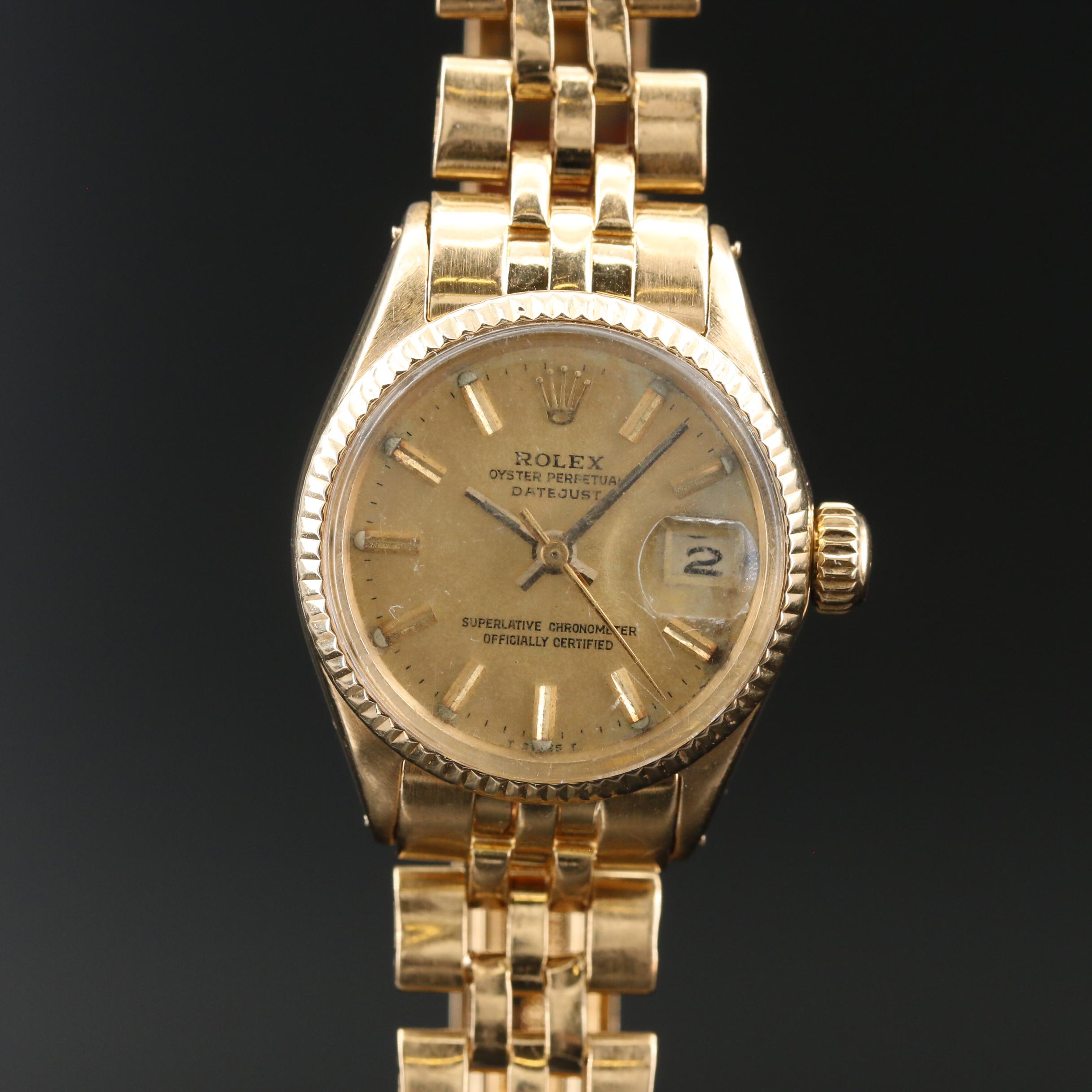 1970 Rolex Datejust 6517 18K Gold Automatic Watch