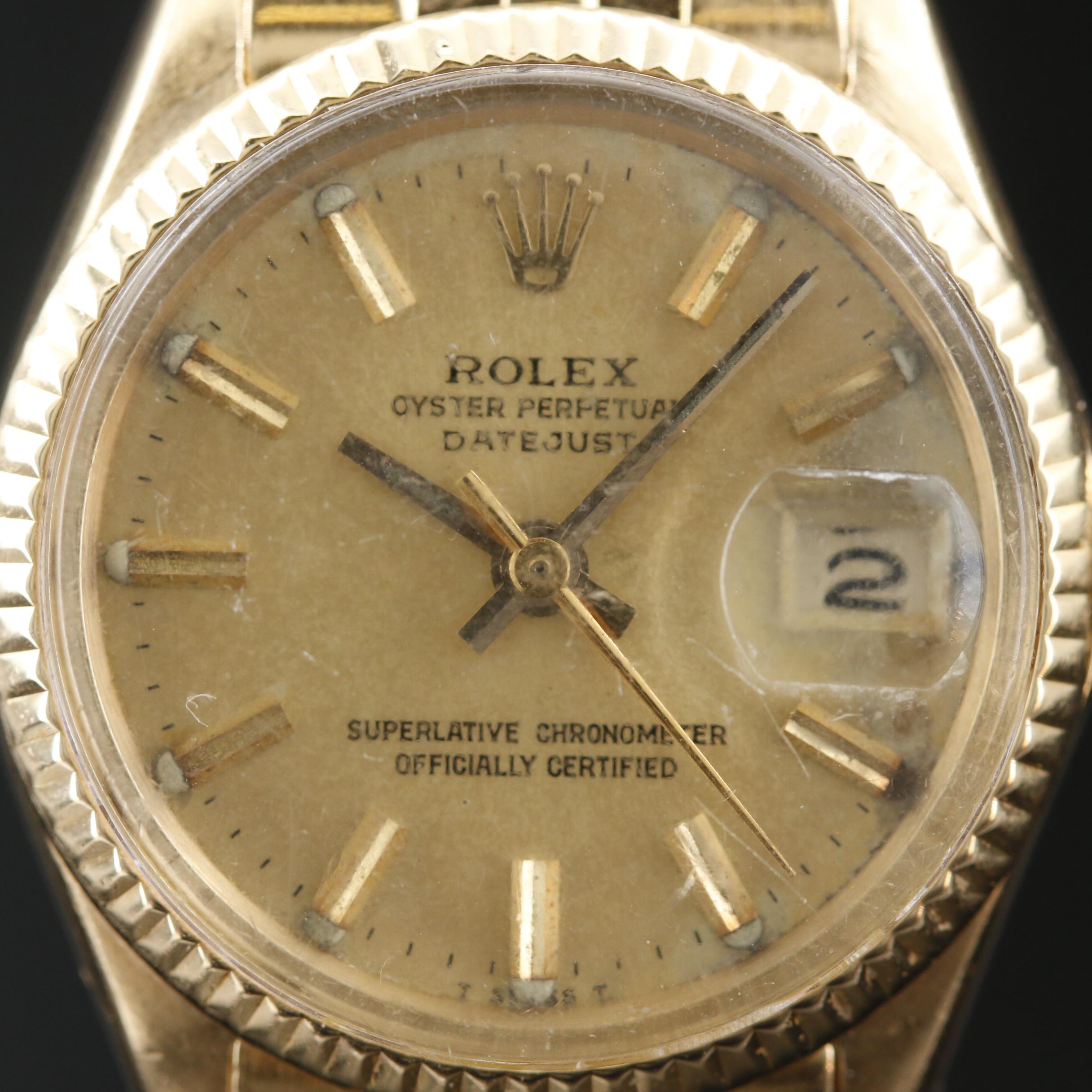 1970 Rolex Datejust 6517 18K Gold Automatic Watch
