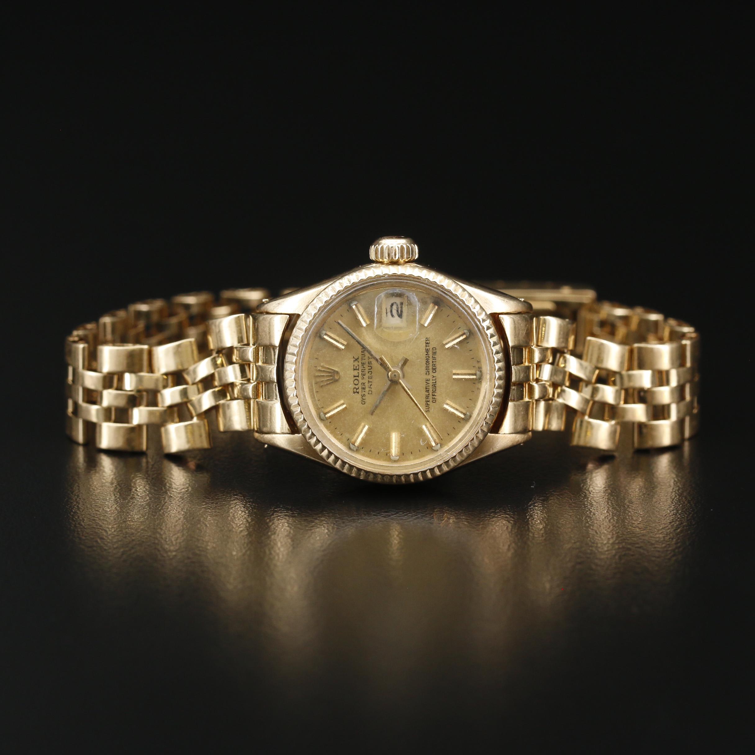 1970 Rolex Datejust 6517 18K Gold Automatic Watch