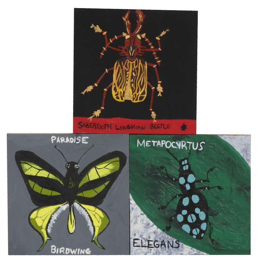 Abigail Draper Outsider Art Entomological Acrylic Paintings