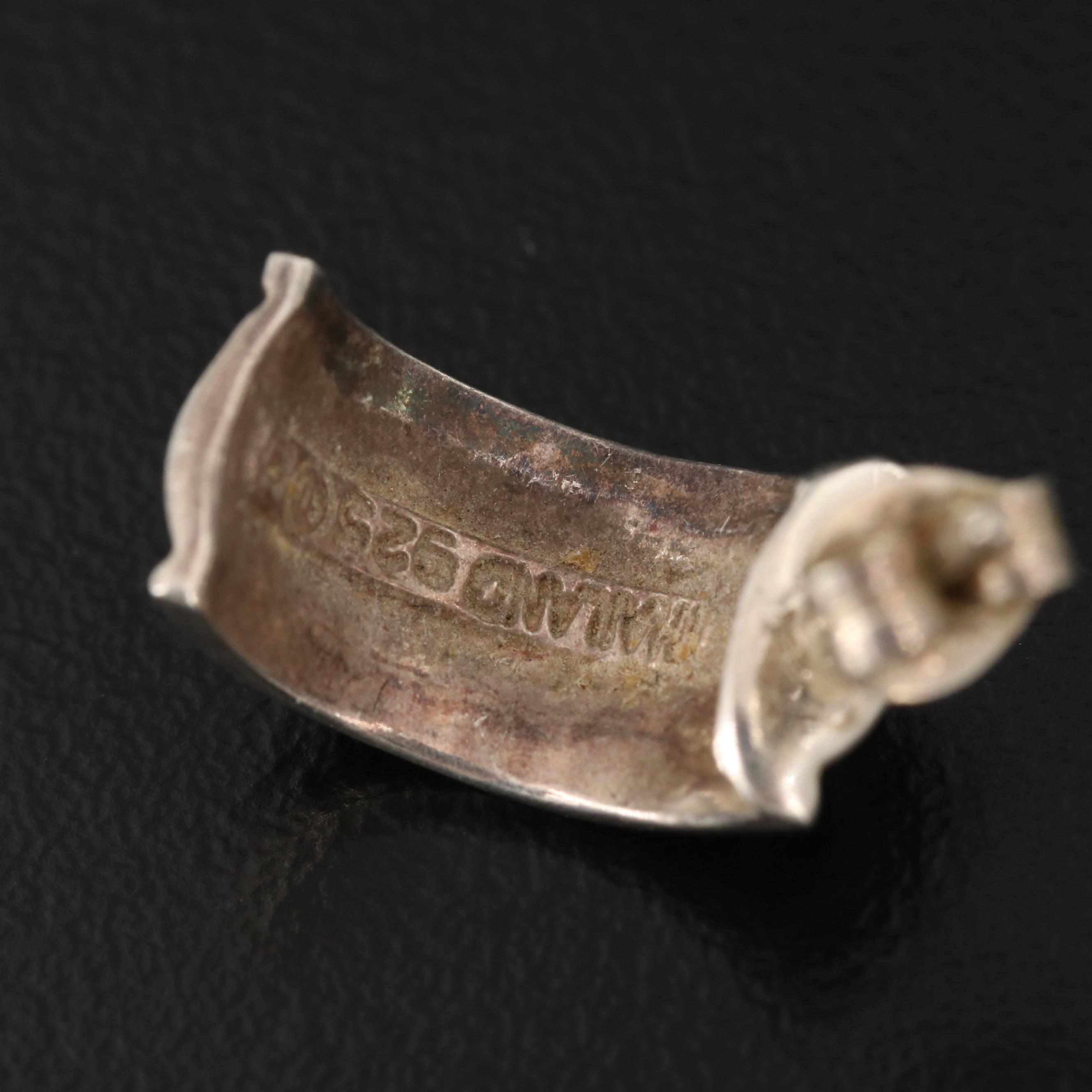 Sterling and 950 Silver Assorted Earrings and Mata Ortiz Pottery Shard Pendant