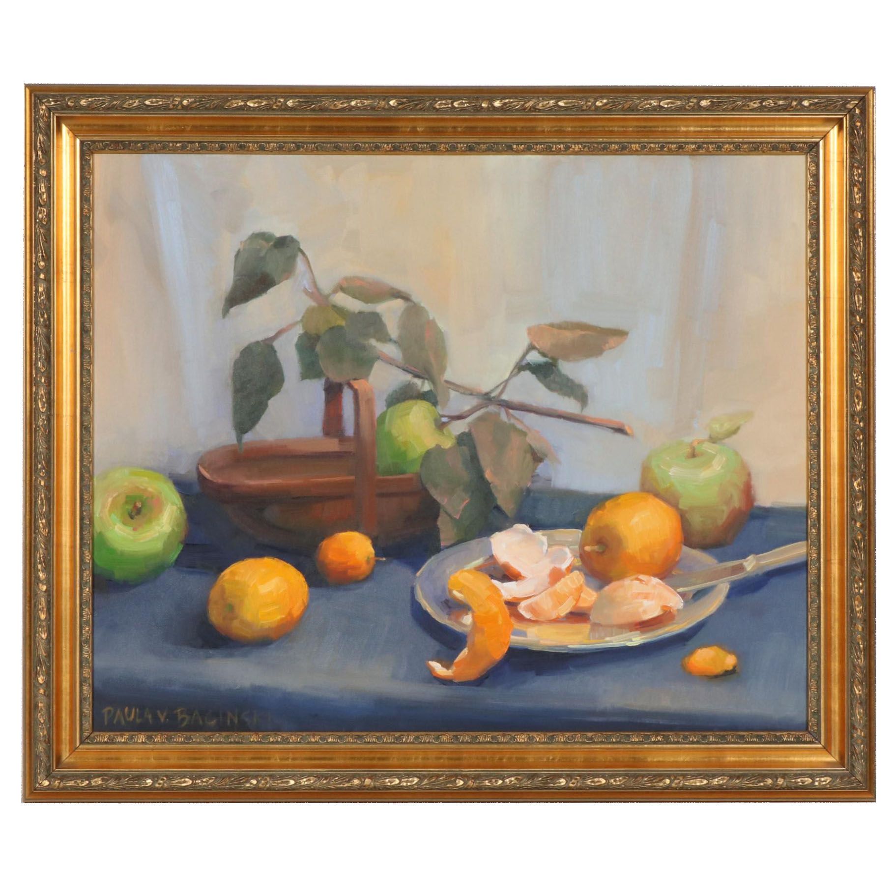 Paula V. Bacinski Oil Painting "Orange A-Peel", Late 20th Century