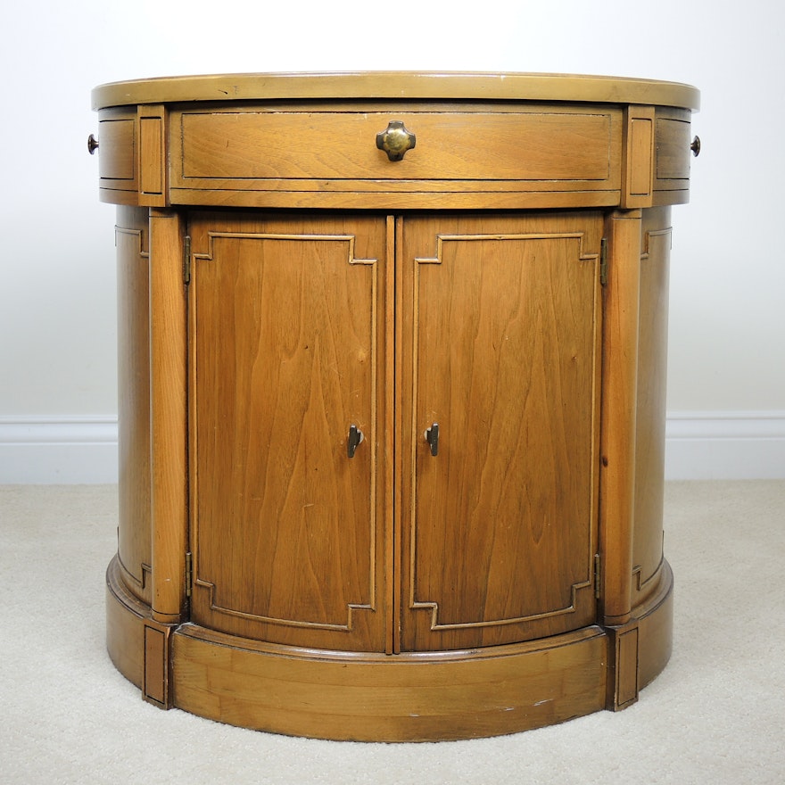 Oak Drum Table, Mid-20th Century