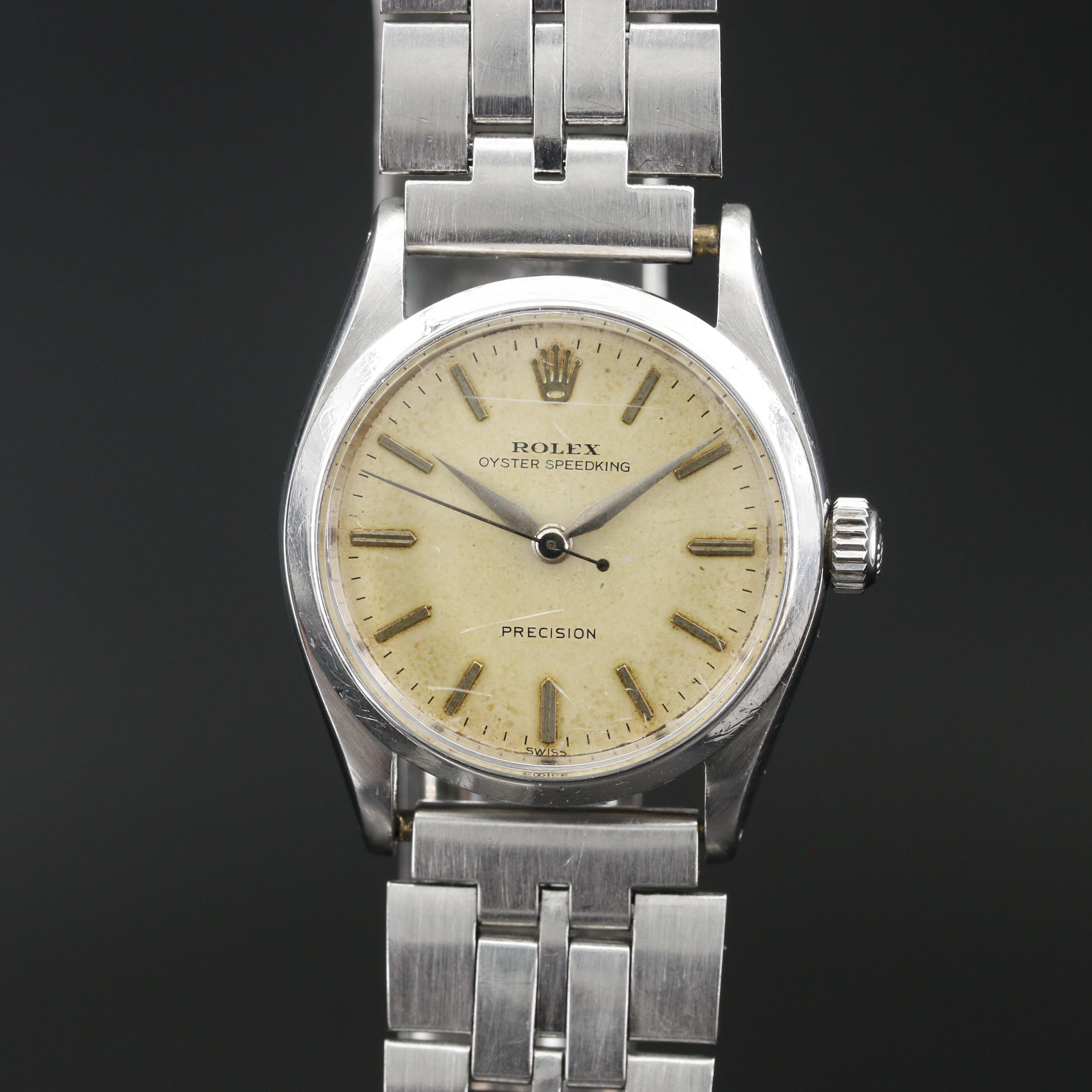 1958 Rolex Oyster Speedking Stainless Steel Stem Wind Watch