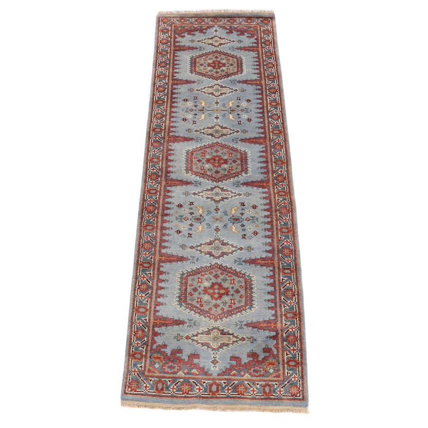 2'7 x 8'1 Hand-Knotted Caucasian Kazak Bakhshayesh Serapi Heriz Runner Rug