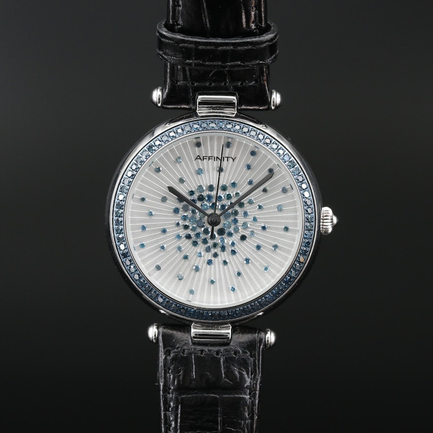 Affinity Stainless Steel Wristwatch with Scattered Diamond Design