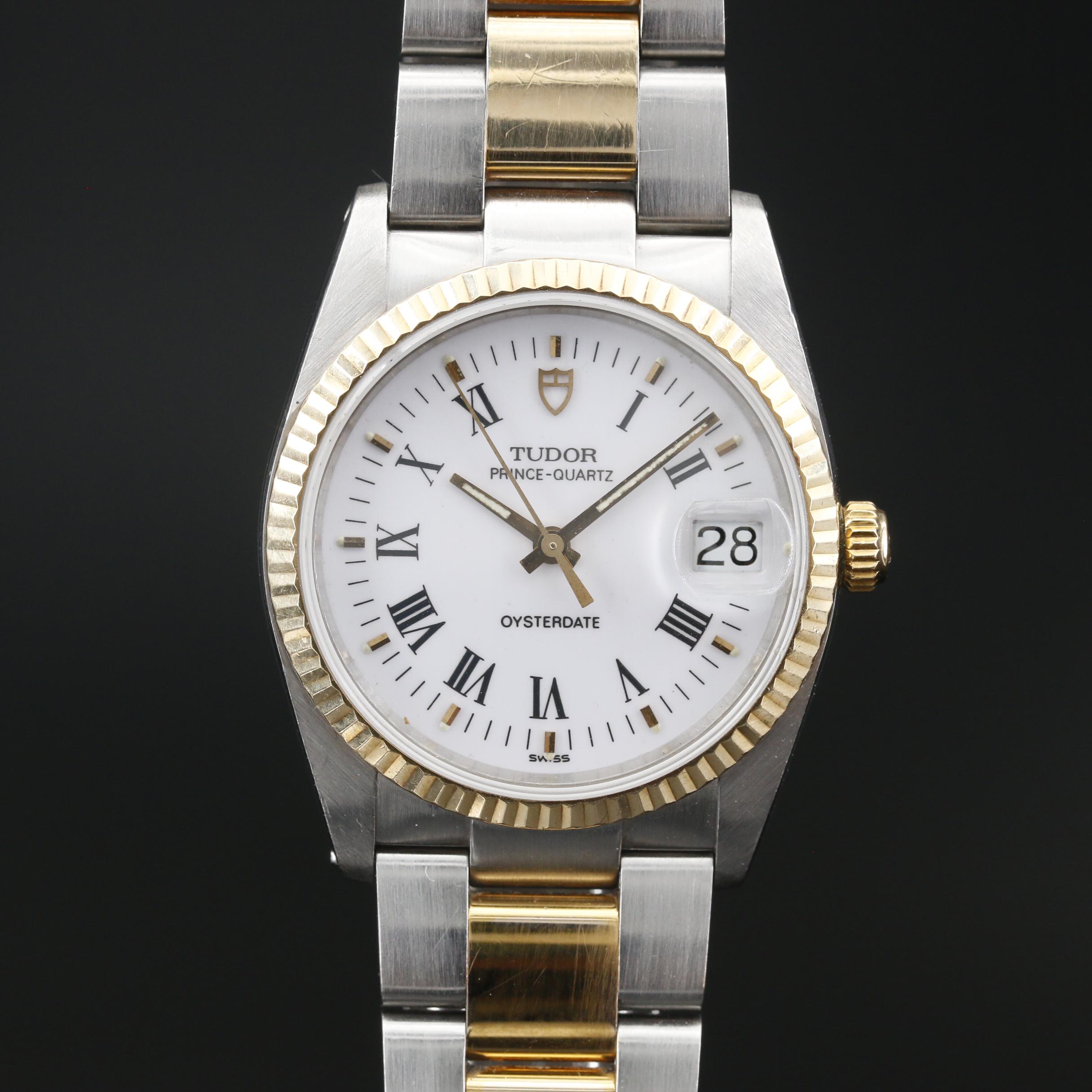 1990 Tudor Prince-Quartz Oysterdate 18K and Stainless Steel Watch