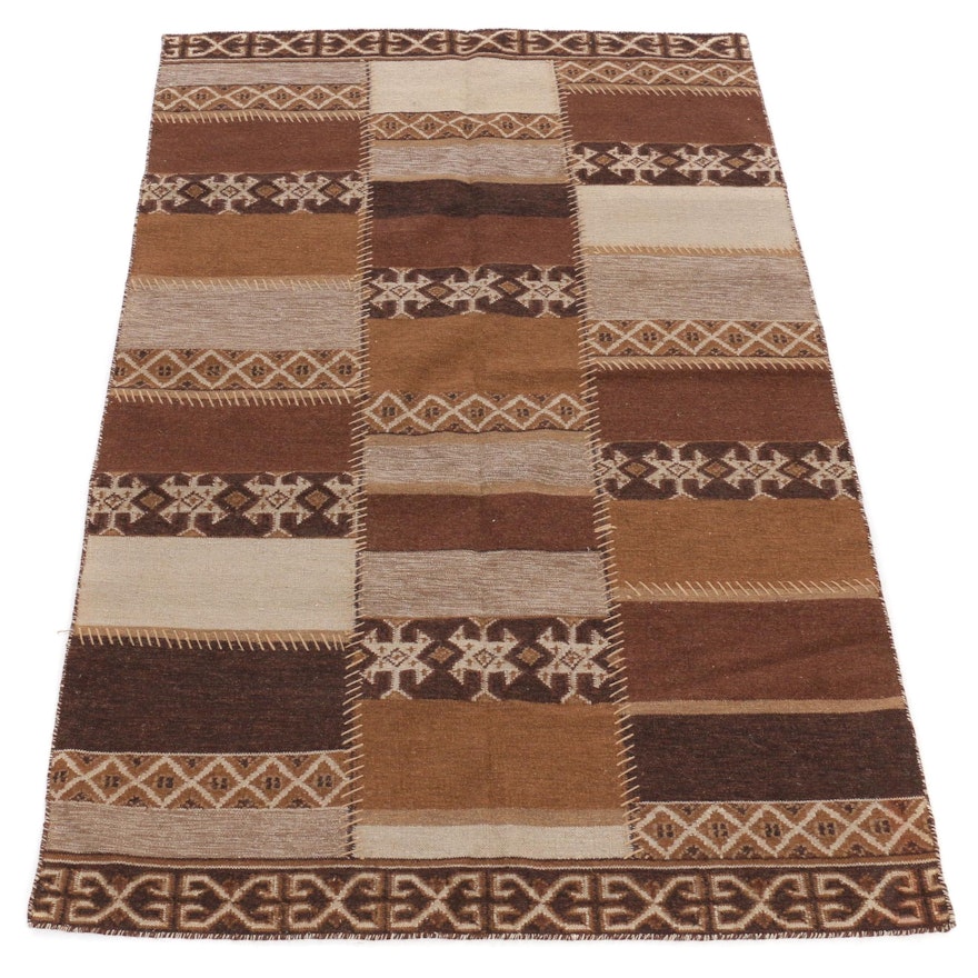 5' x 7'11 Handwoven Turkish Serapi Heriz Kilim Wool Rug