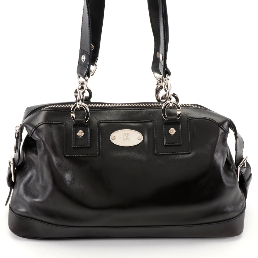 Celine Black Leather Baguette Shoulder Bag