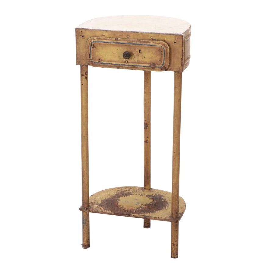 Painted Metal Side Table with Marble Top