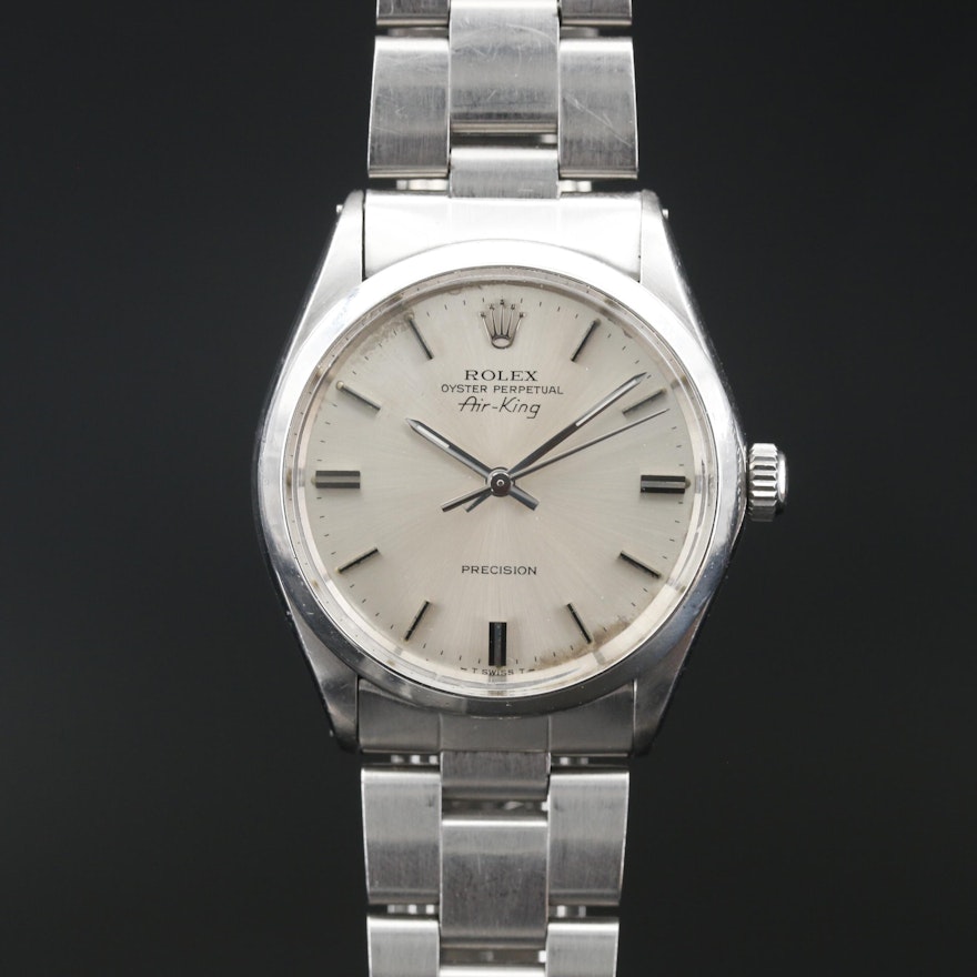 1974 Rolex Air King Stainless Steel Wristwatch