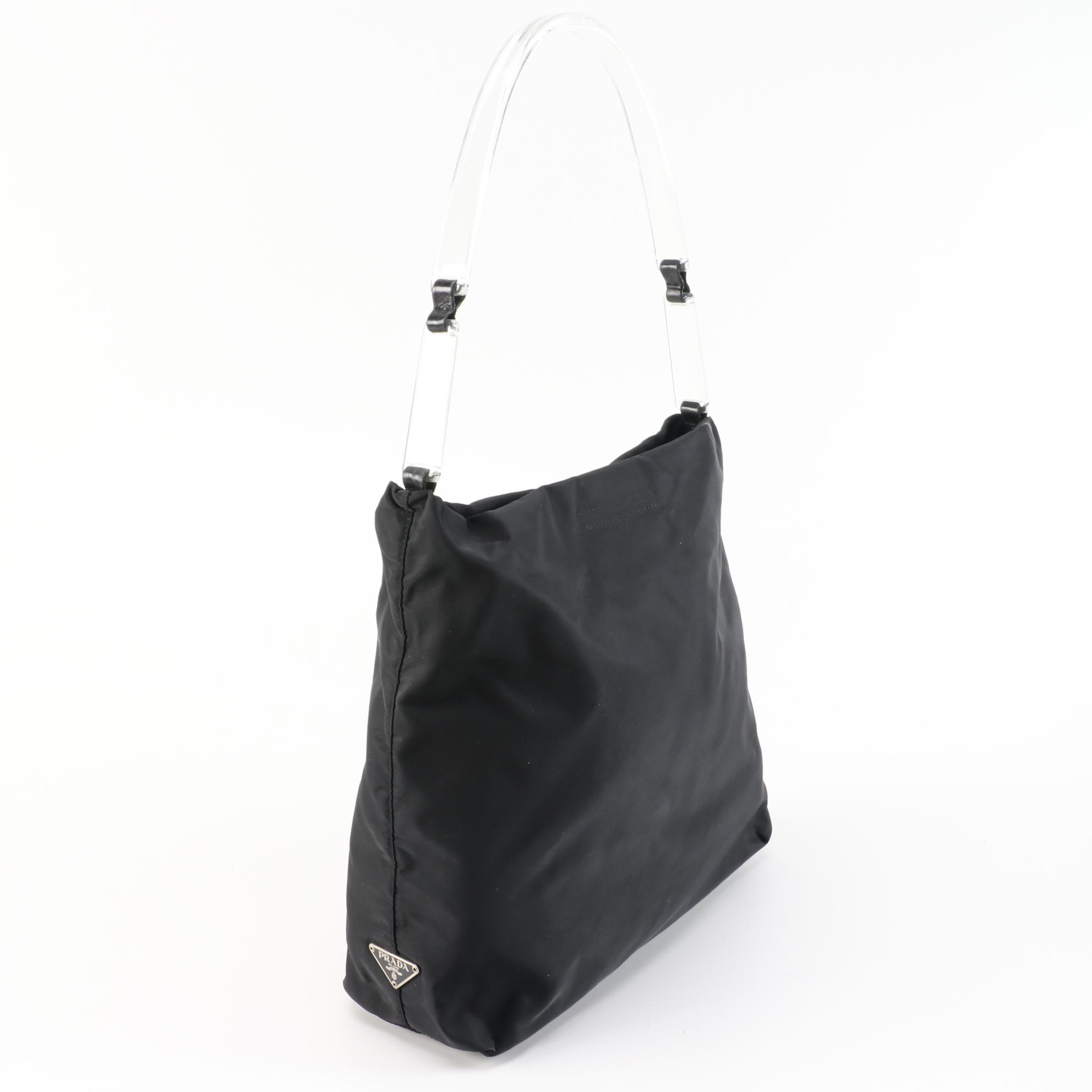 Prada Acrylic Strap and Black Vela Sport Tessuto Nylon Shoulder Bag