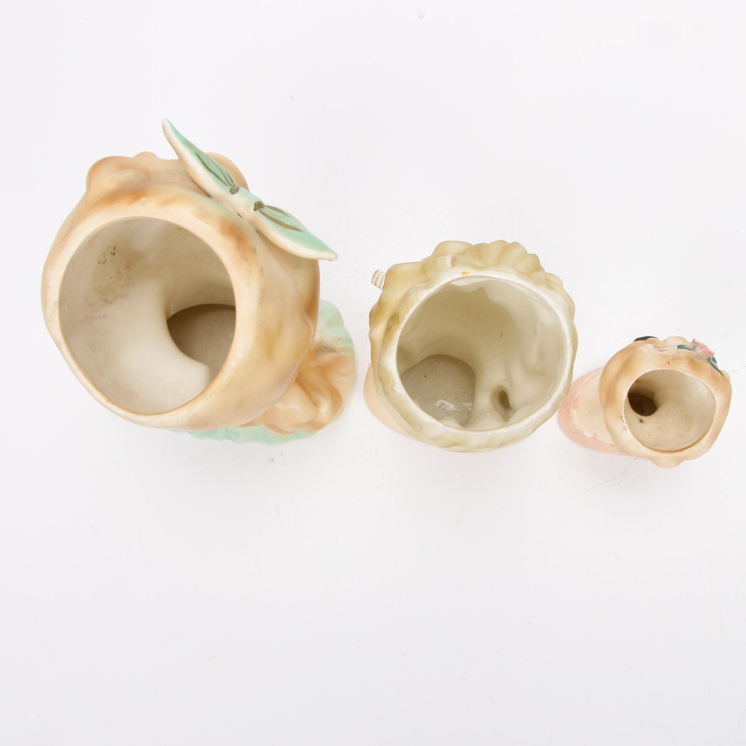 Three Inarco Ceramic Lady Head Vases, Mid-20th Century