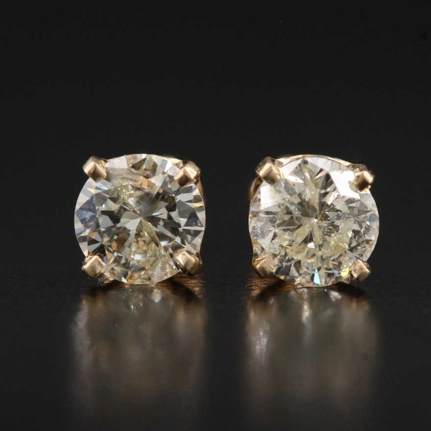 14K Gold 1.50 CTW Diamond Stud Earrings