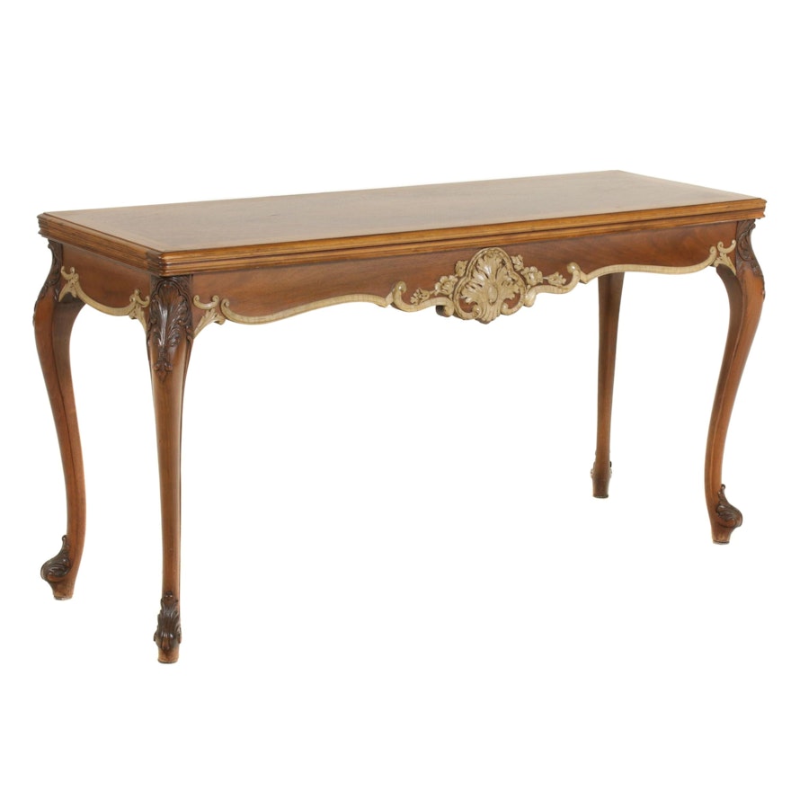 Louis XV Style Walnut Expandable Console Table/Dining Table, 20th Century