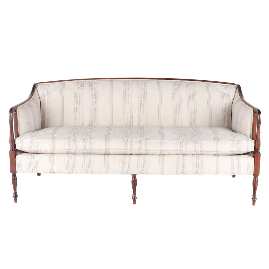 Fairfield Chair Co. Mahogany Finish Upholstered Settee for Verbarges