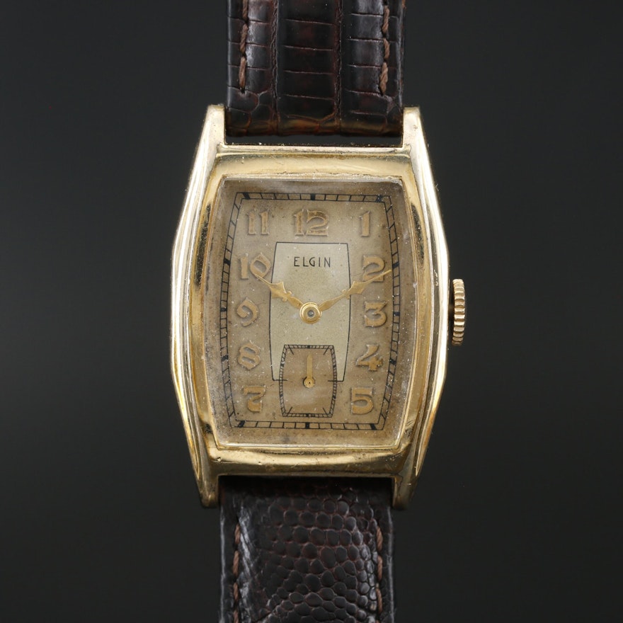 1937 Elgin Tank Shaped Gold Filled Wristwatch