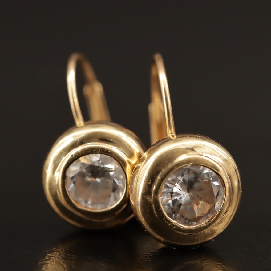 14K Cubic Zirconia Button Earrings